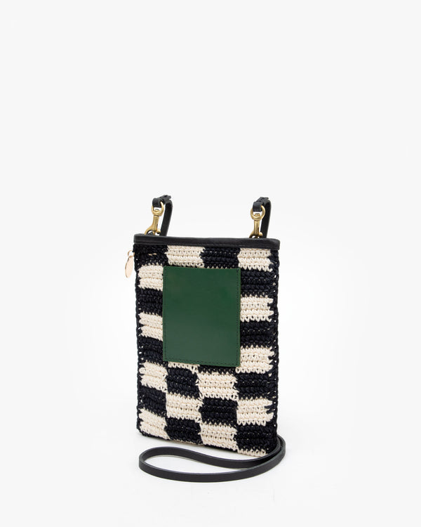 Back View of the Black & Cream Checkered Crochet Poche