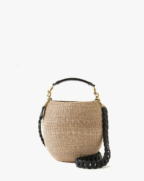 Twist Boutique on Instagram: CLARE V. Cream Moyen Alice Round Straw Bag  with White Leather Detachable Crossbody and Includes a Multi-Color Braised  Additional Removable Strap ~ Perfect petite basket crossbody with top