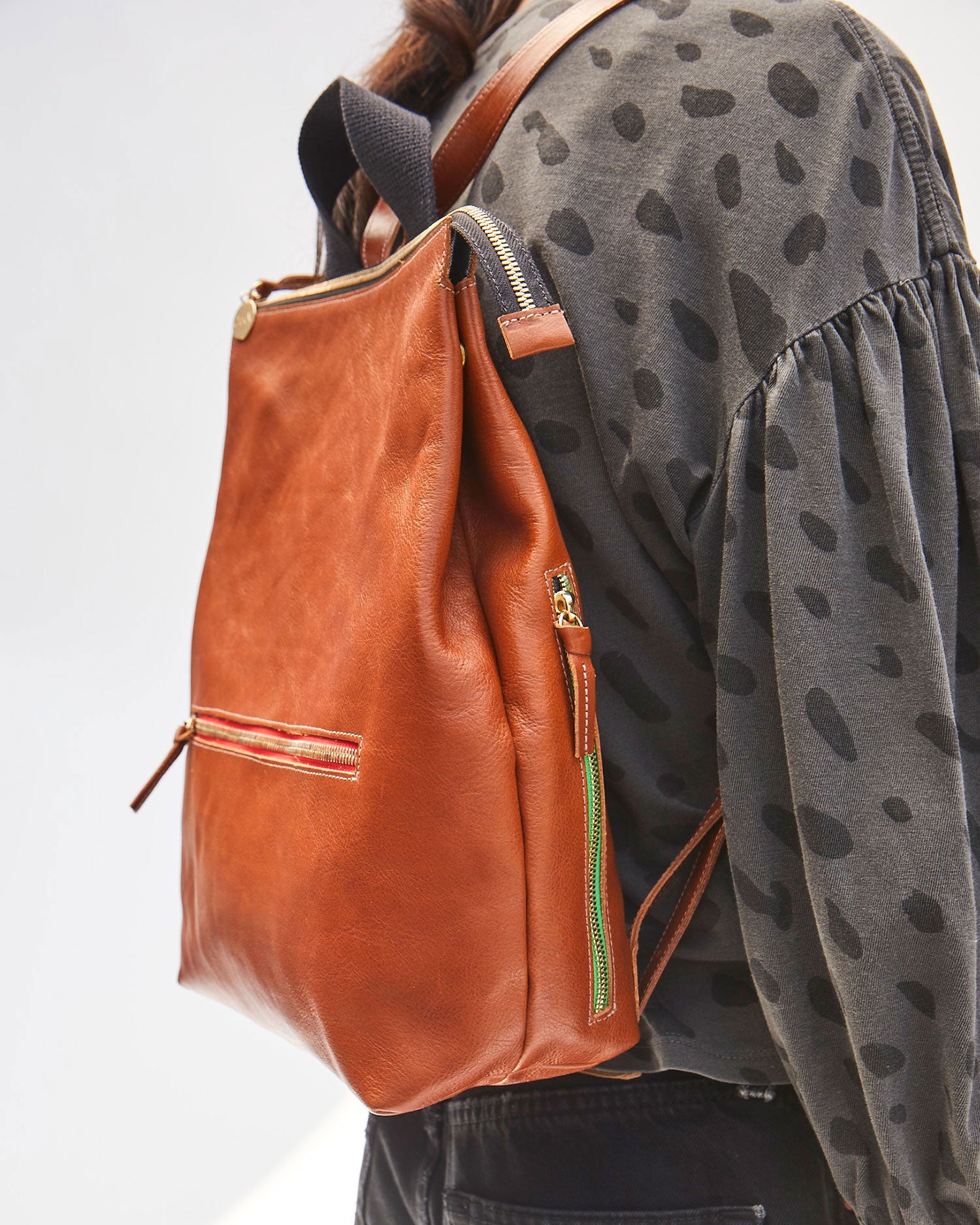 Clare V. Remi Leather Backpack in Black Rustic