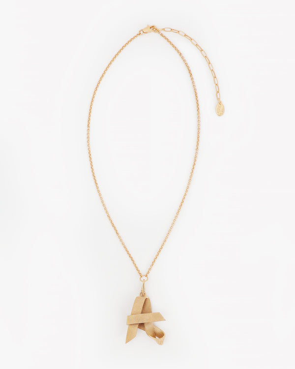 Rolo Charm Necklace with the A Ribbon Letter Charm