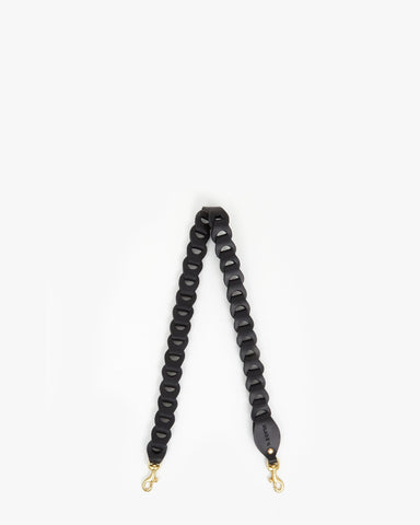 Black Veg Leather Link Shoulder Strap 