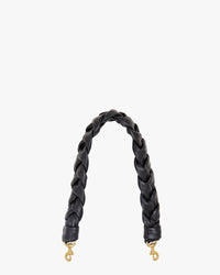 Black Braided Leather Shoulder Strap