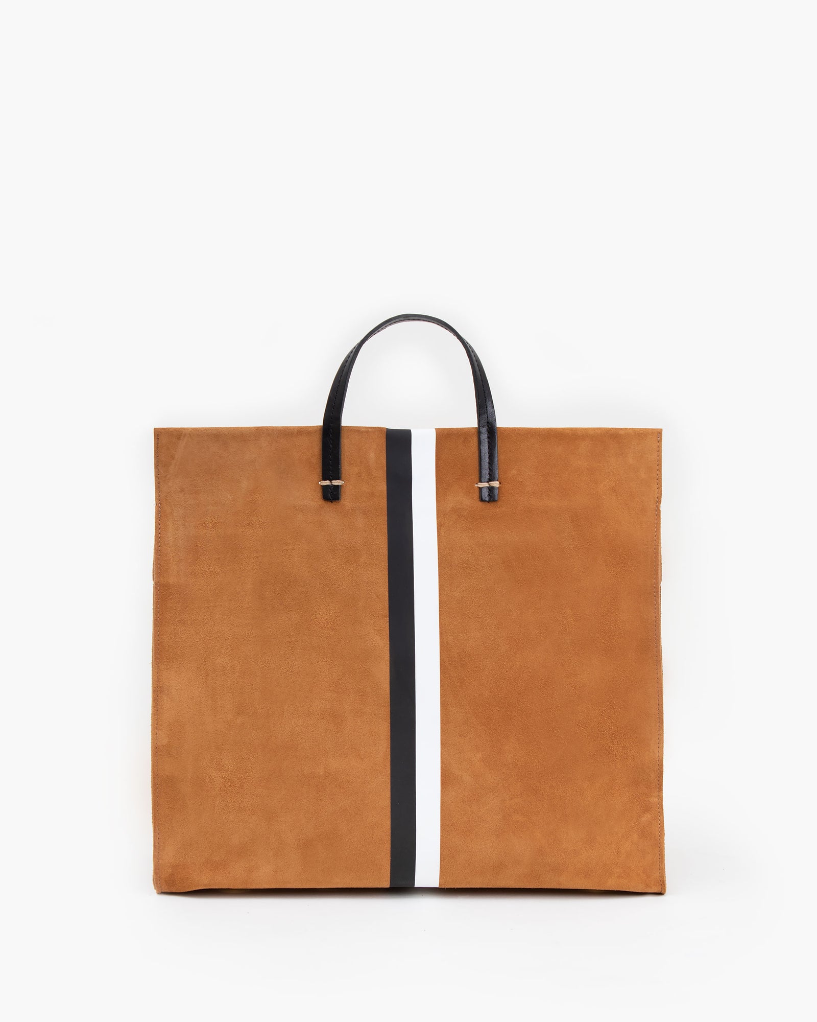 Clare V. Simple Tote Camel Suede With Stripes