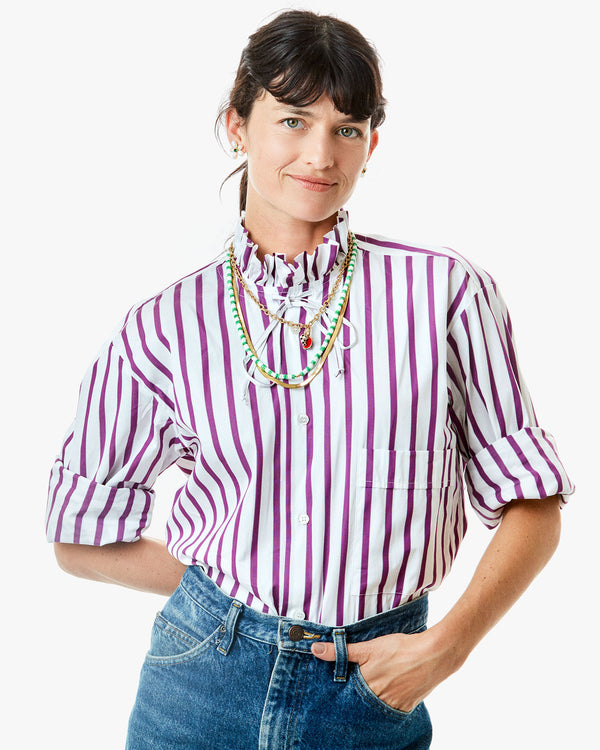 Danica Wearing Assorted CV necklaces with the Lapis & Poppy Cabochon Charm