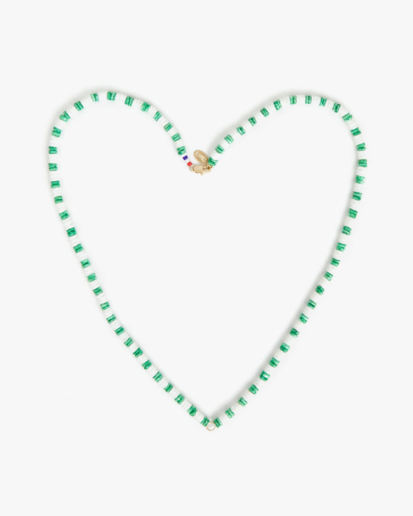White & Emerald Stacked Shell Necklace