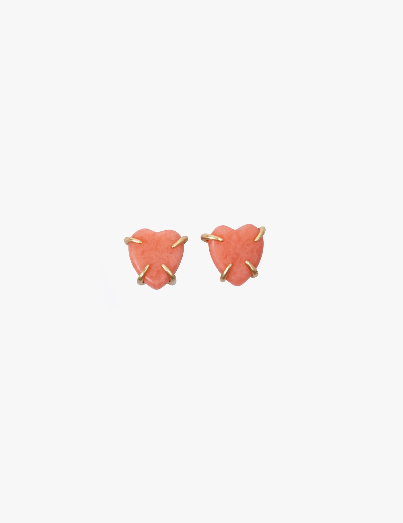 Coral Stone Heart Stud Earrings