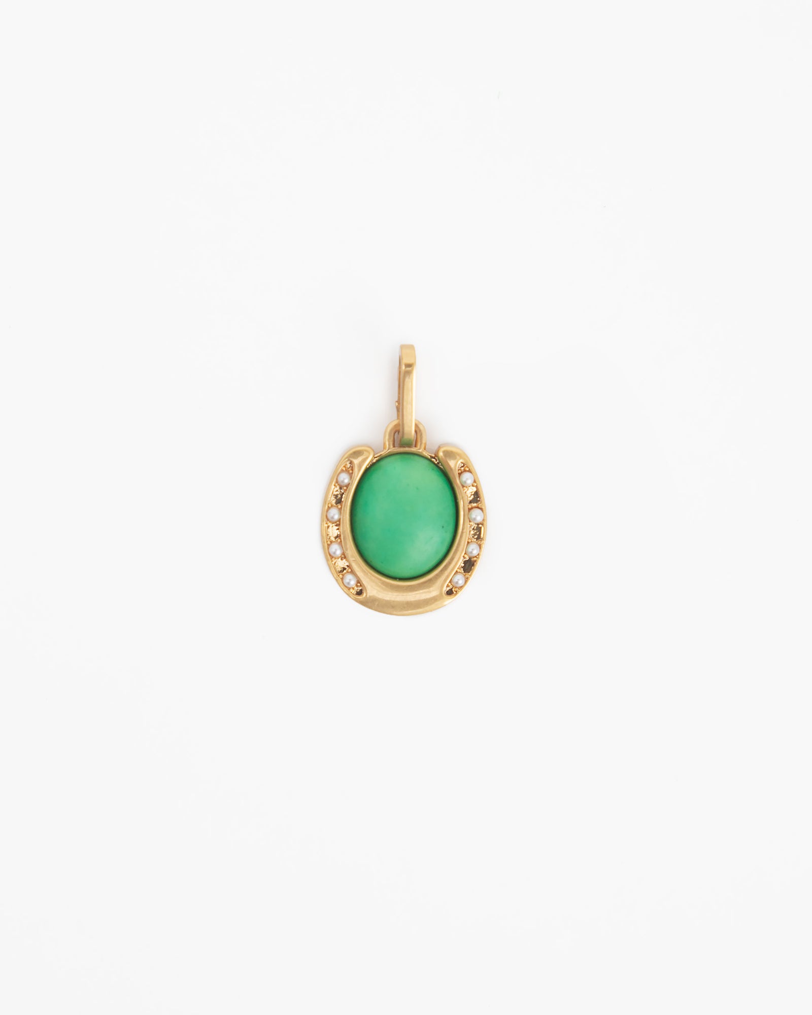 Jade Stone Horseshoe Charm 
