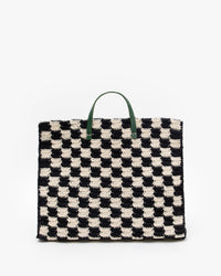 Black & Cream Crochet Checkers Summer Simple Tote