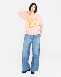 Athena wearing the rose every mother counts sweatshirt