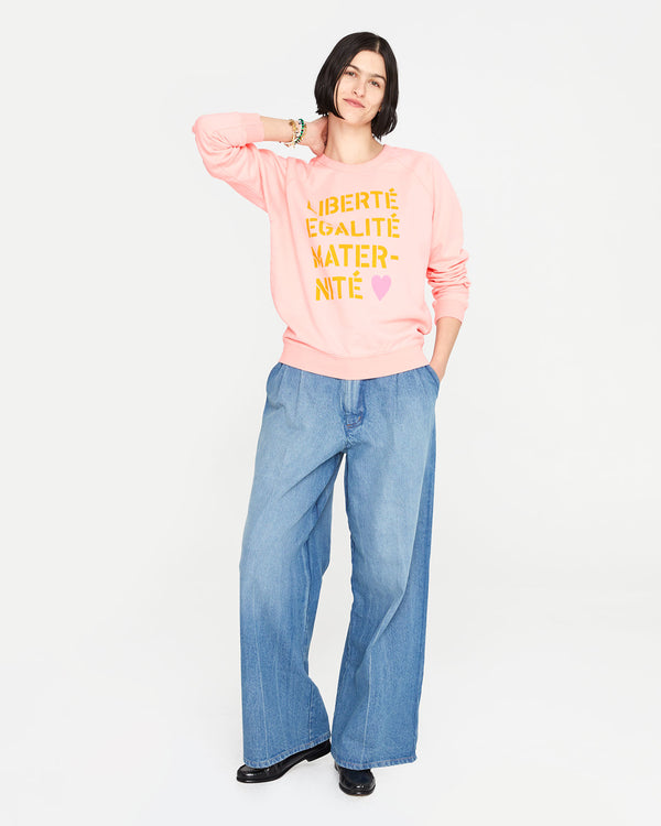 Athena wearing the rose every mother counts sweatshirt
