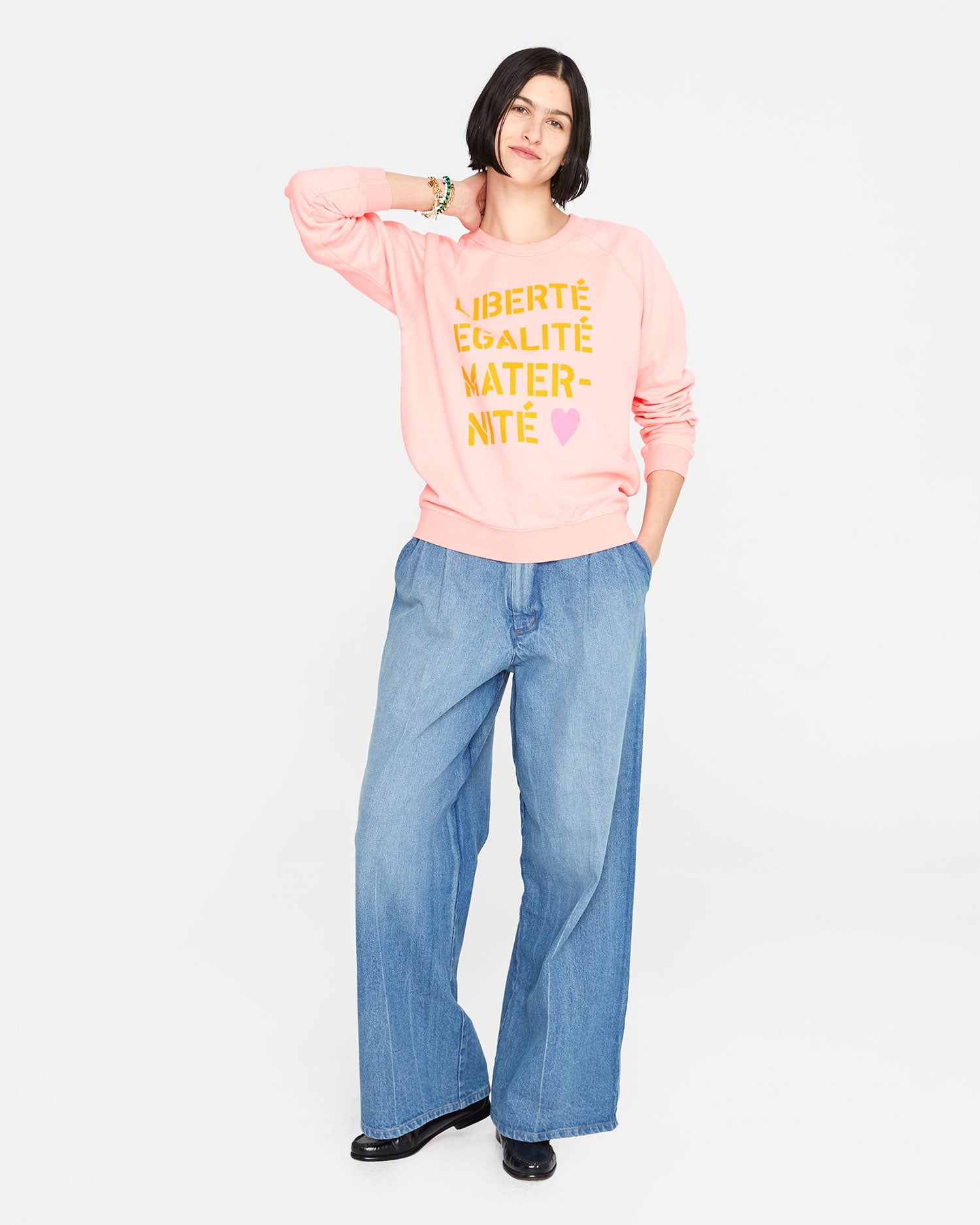 Athena wearing the rose every mother counts sweatshirt