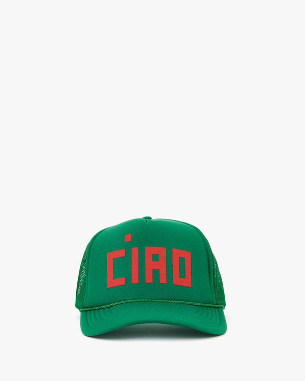 Green with Poppy Ciao Trucker Hat - Front