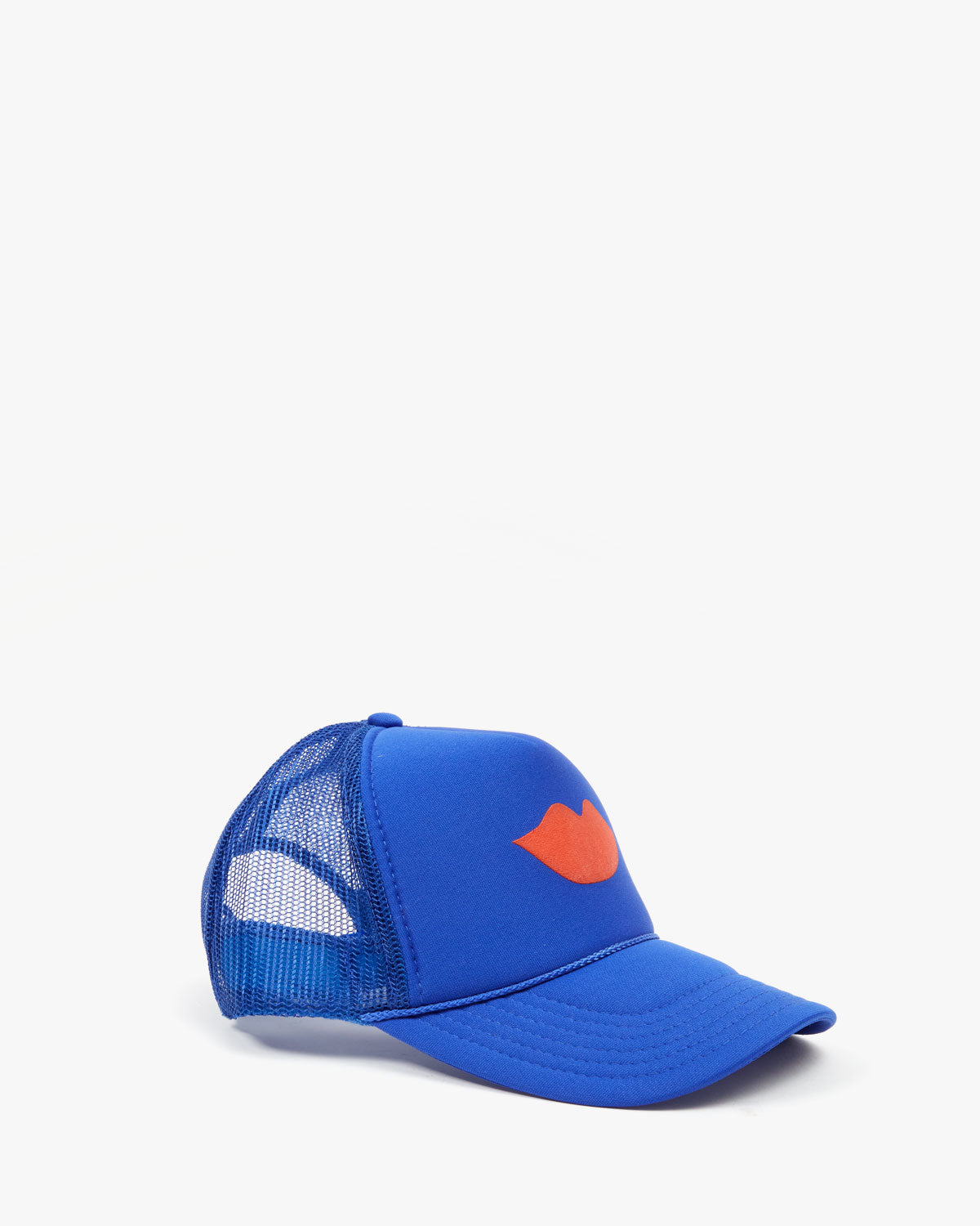 Side view of the Cobalt with Lips Trucker Hat