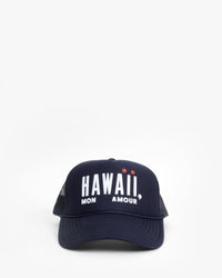 Navy w/ Cream Hawaii, Mon Amour Trucker Hat - Front