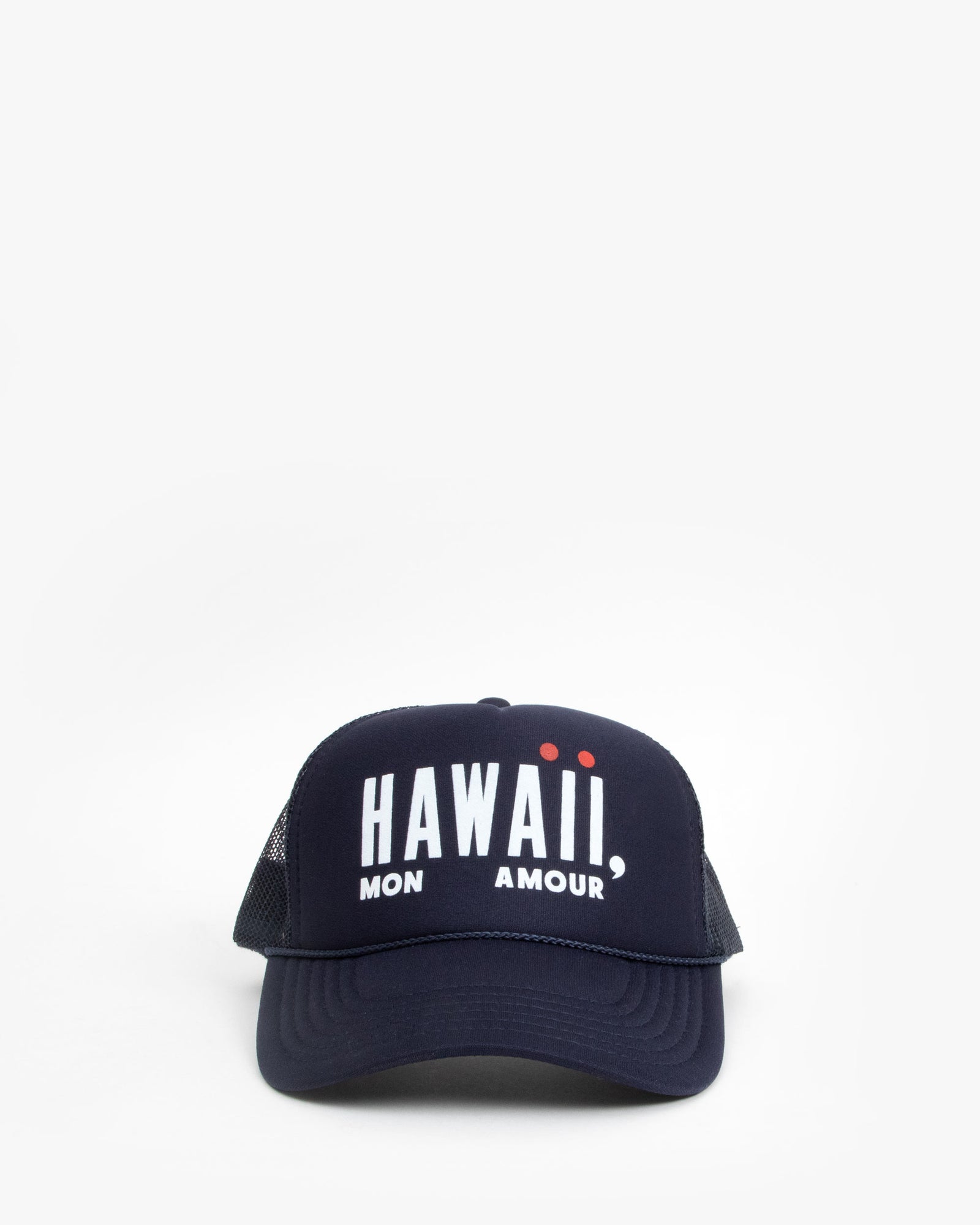Navy w/ Cream Hawaii, Mon Amour Trucker Hat - Front
