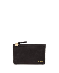 Black Wallet Clutch with Gold Foil Monogram