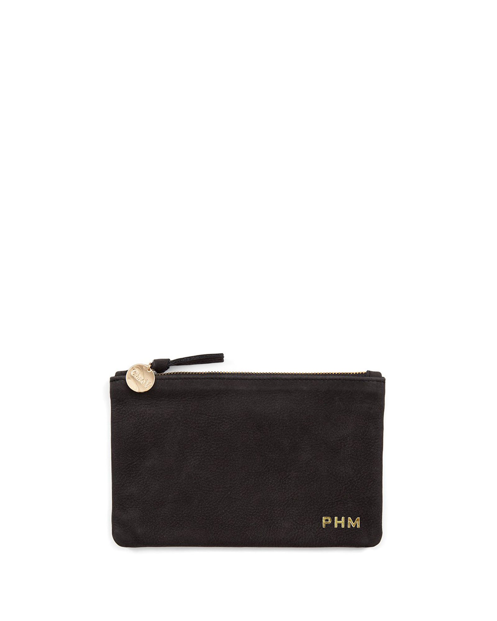 Black Wallet Clutch with Gold Foil Monogram
