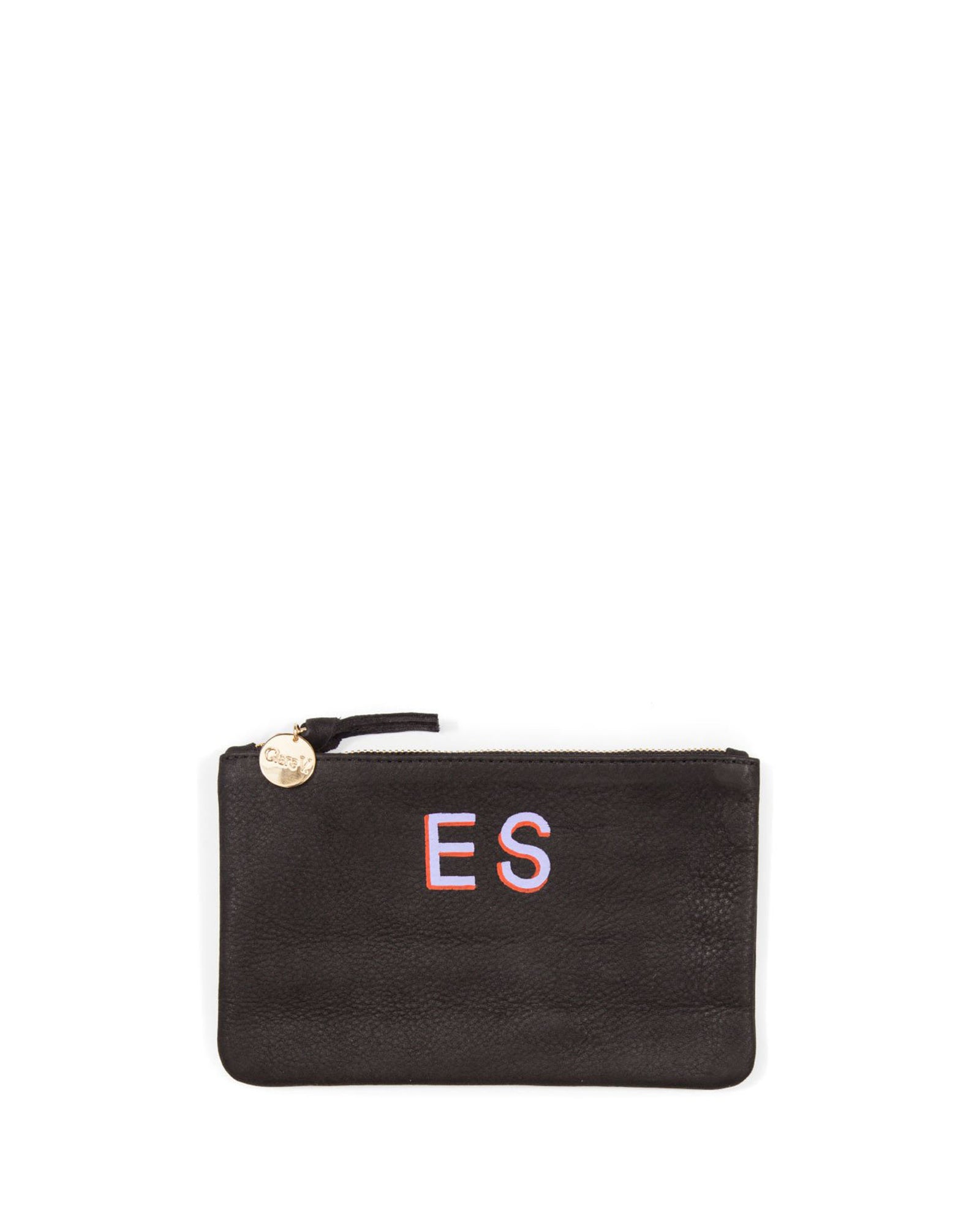 Black Wallet Clutch with Hand Painted Monogram