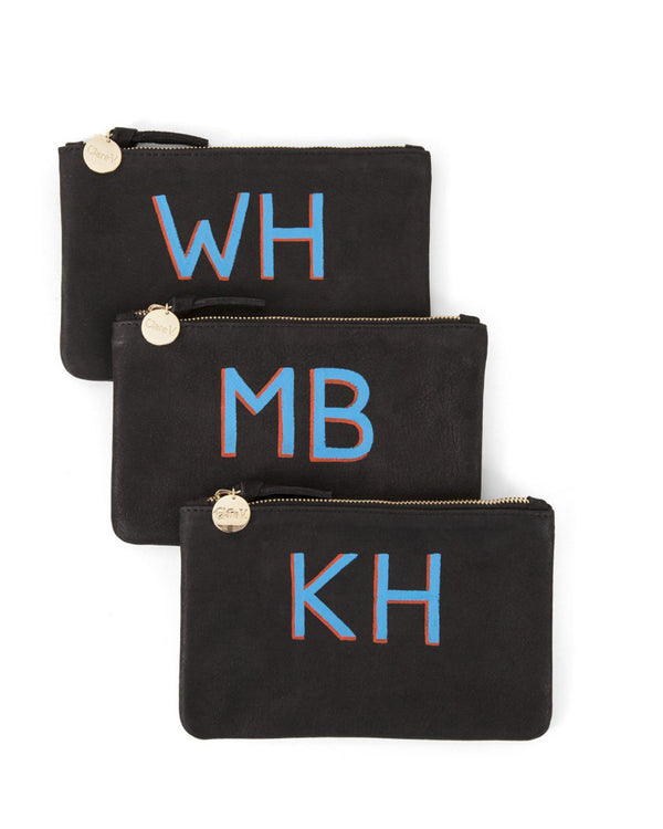 Black Wallet Clutch with Hand Painted Monogram