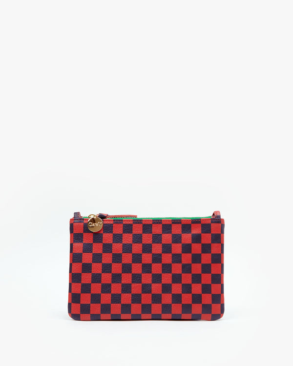 Red and Navy Checker Wallet Clutch w/ Tabs 