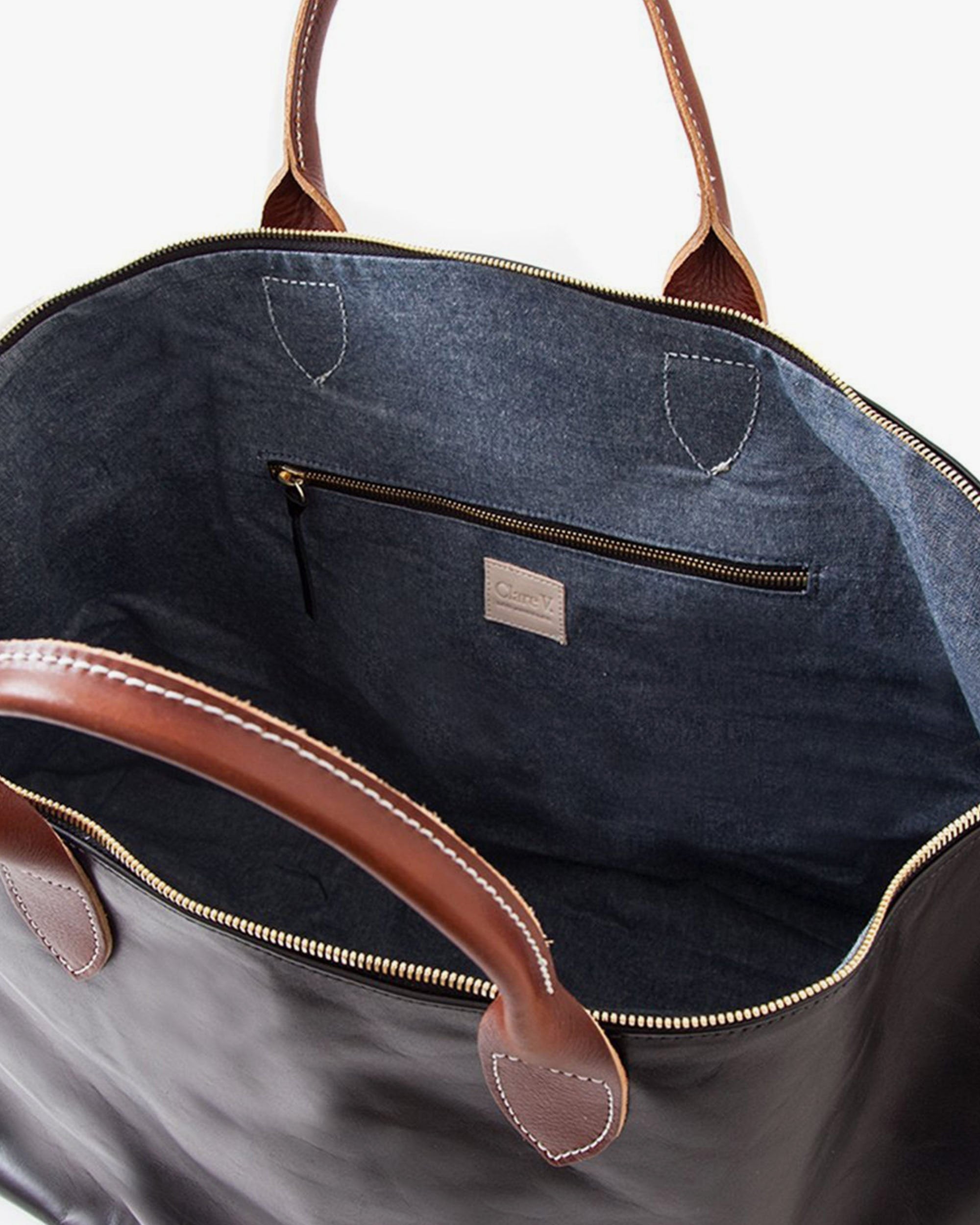 CLARE V. クレア ヴィヴィエ レザー　ブラック ボストンバッグ Black Weekender Bag – Clare V.