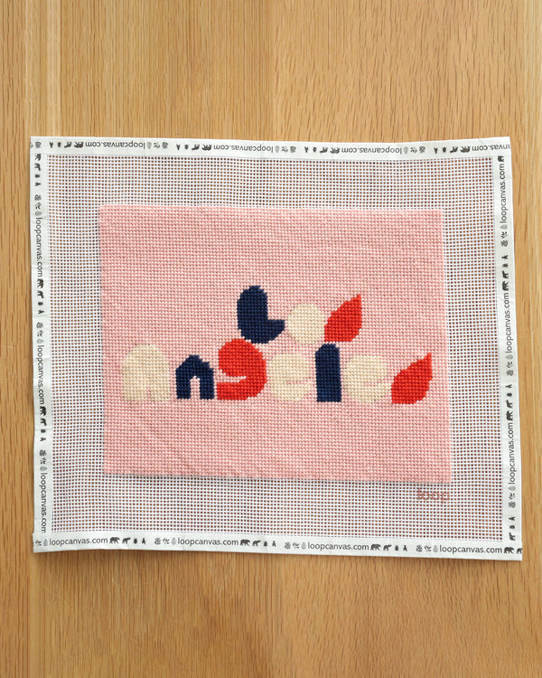 CV x Loop Canvas Needlepoint Kit in Blush with Bleu Blanc Rogue Los Angeles Print