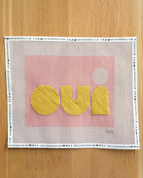 Partially Completed CV x Loop Canvas Needlepoint Kit with Petal and Marigold Oui