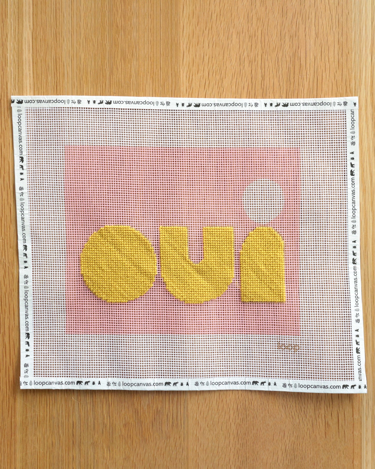 Partially Completed CV x Loop Canvas Needlepoint Kit with Petal and Marigold Oui