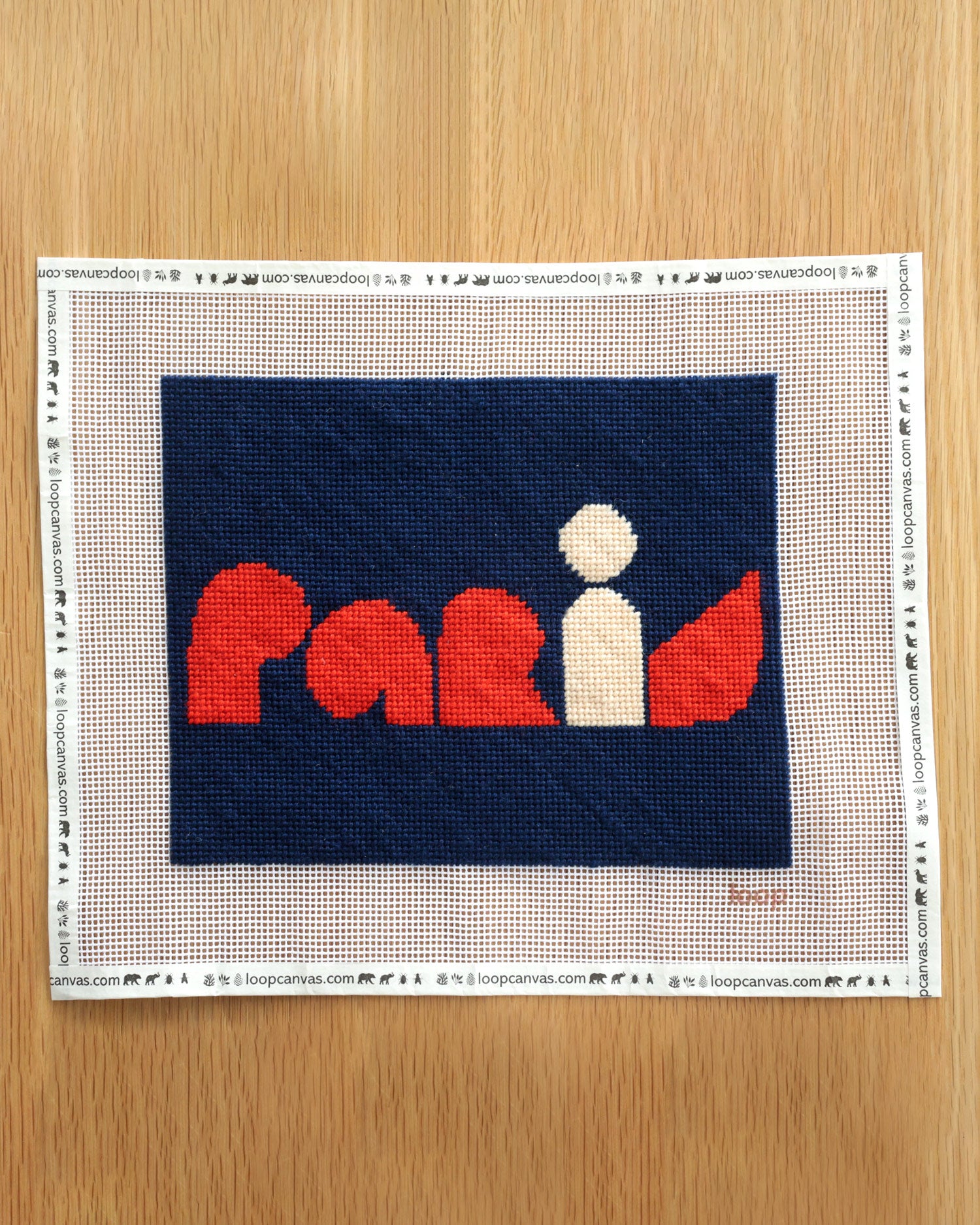 CV x Loop Canvas Needlepoint Kit in Blue w/ Red Paris